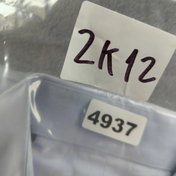 Harry Rosen Shirt Mens 17 Blue Regular Fit Solid Dress Button Up Long Sleeve - Picture 10 of 10